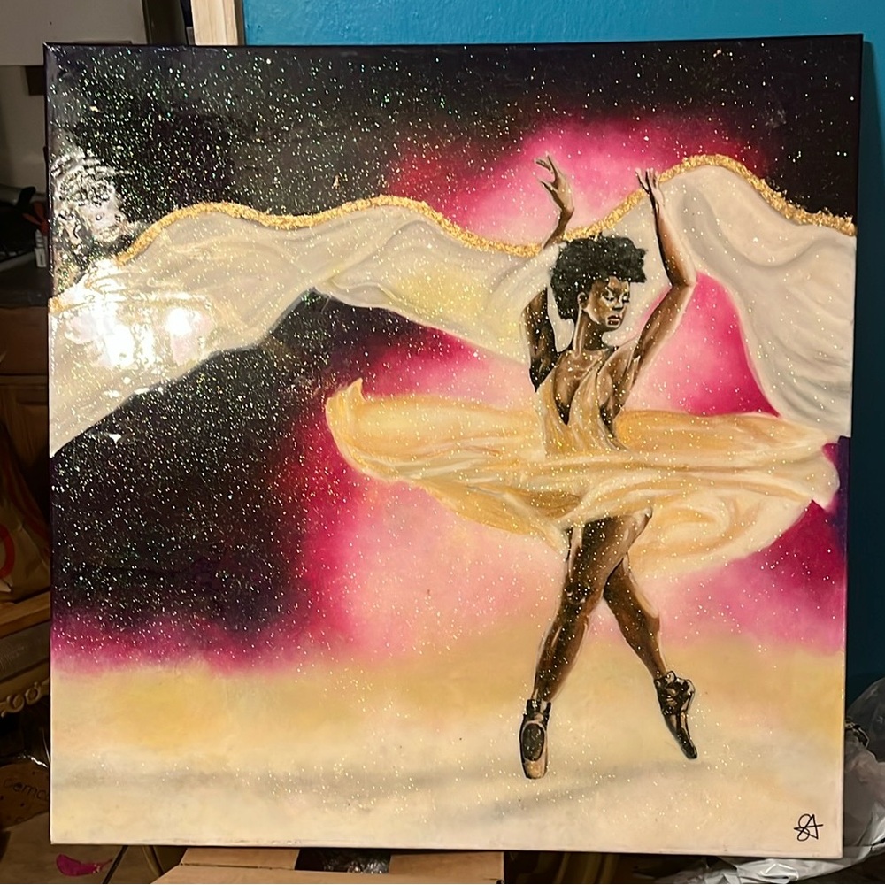 Elegant Dancer Canvas Art in Black and Gold